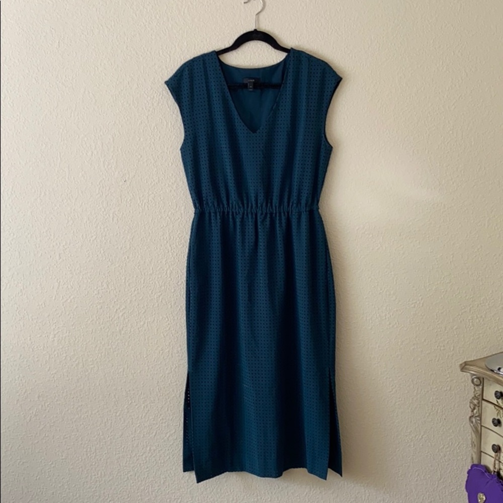 J. Crew Perforated Green Midi Dress
